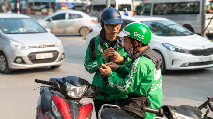 Grab riders in Hanoi, Vietnam