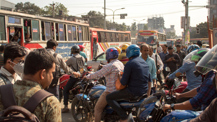Motorbike passengers in Dhaka