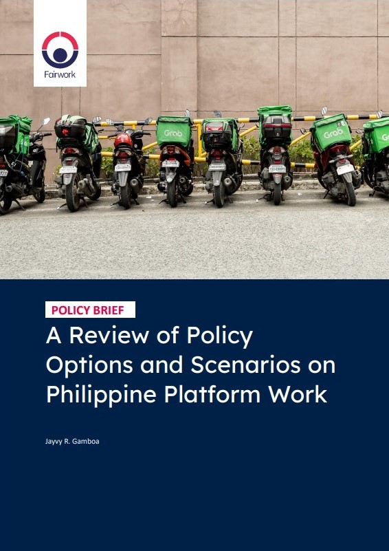 Philippine-Policy-Brief-Cover: "A Review of Policy Options and Scenarios on Philippine Platform Work"